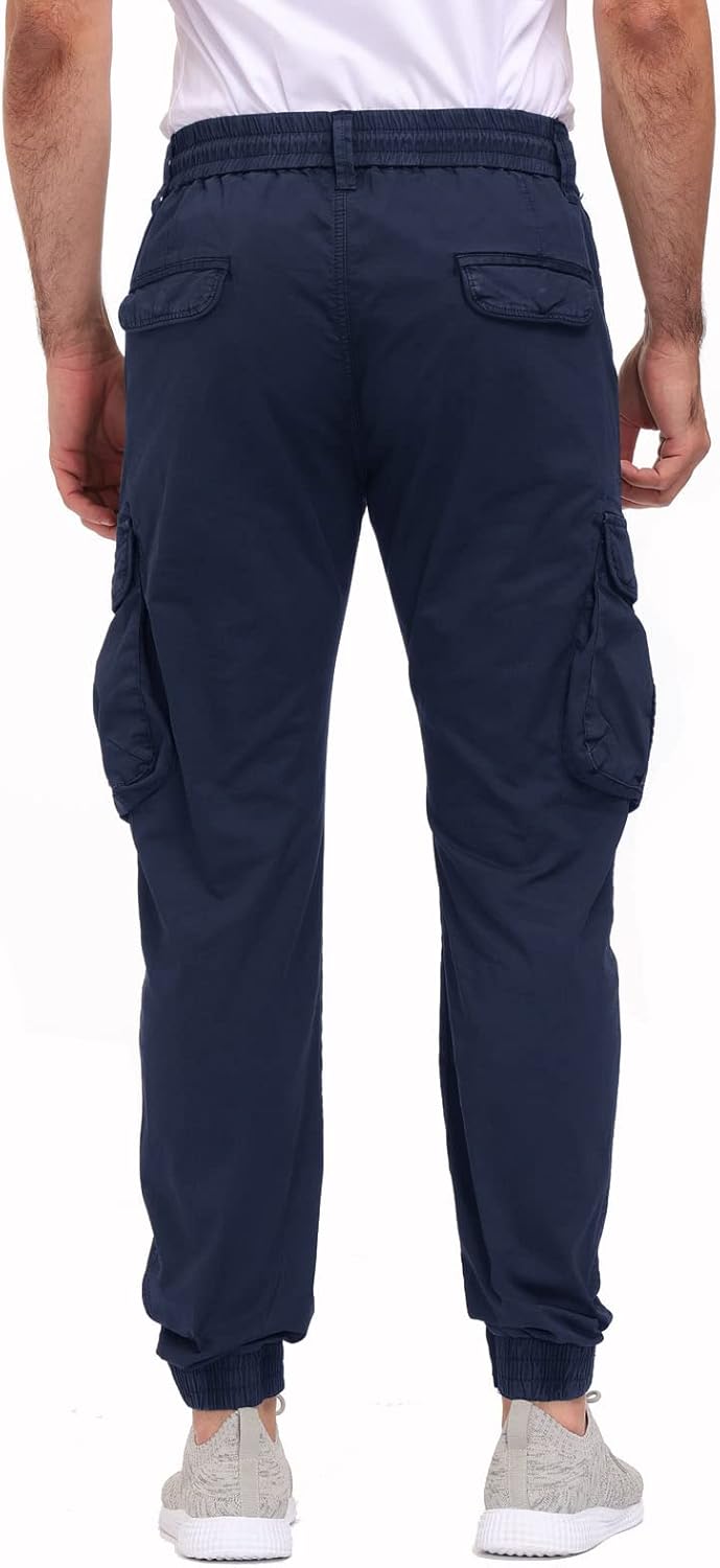 Men's Hiking Cargo Pants Joggers Slim Fit Stretch Lightweight Casual Work Pants with Pockets Drawstring Waist - Image 3