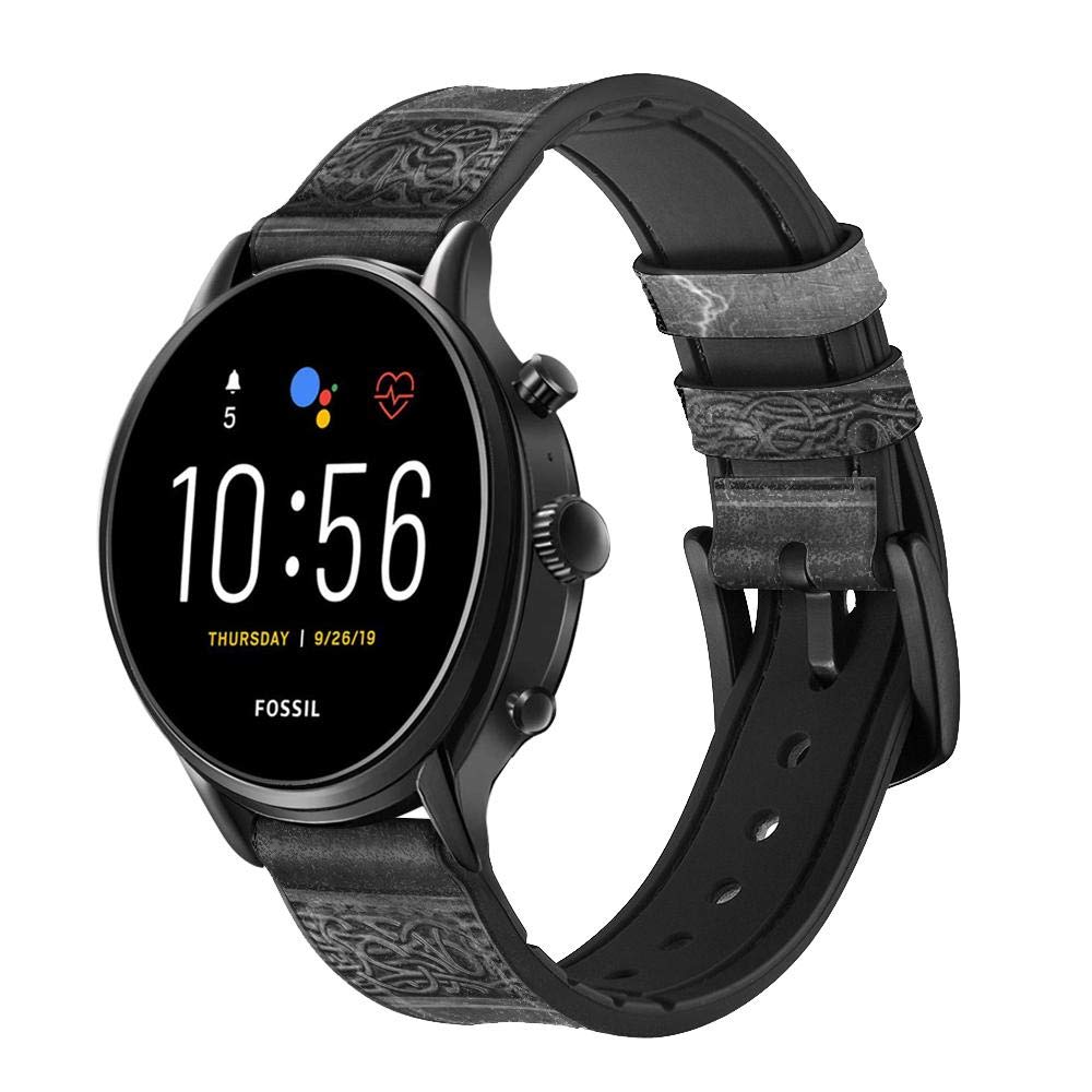 Thor Thunder Strike Hammer Correa de Reloj Inteligente de Cuero para Fossil Hybrid Smartwatch Nate, Hybrid HR Latitude, Hybrid Smartwatch Machine Tamaño (24mm)