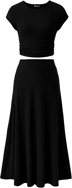 PRETTYGARDEN Two Piece Skirt Set for Women 2025 Summer Spring Dressy Casual Knit Travel Vacation Matching Lounge Outfits