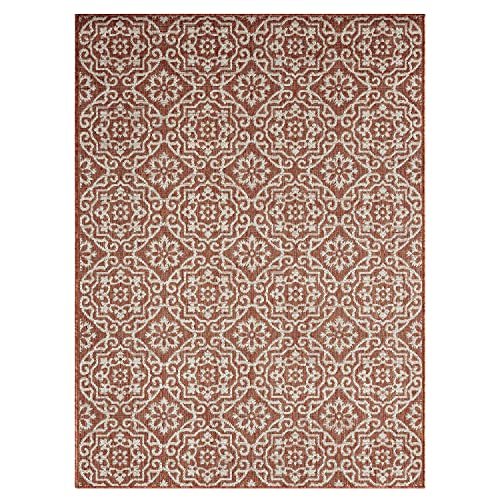 Nicole Miller New York Patio Country Danica Transitional Geometric Indoor/Outdoor Area Rug, Terracotta/Ivory , 6'6"x9'2" by Nicole Miller New York - Image 2