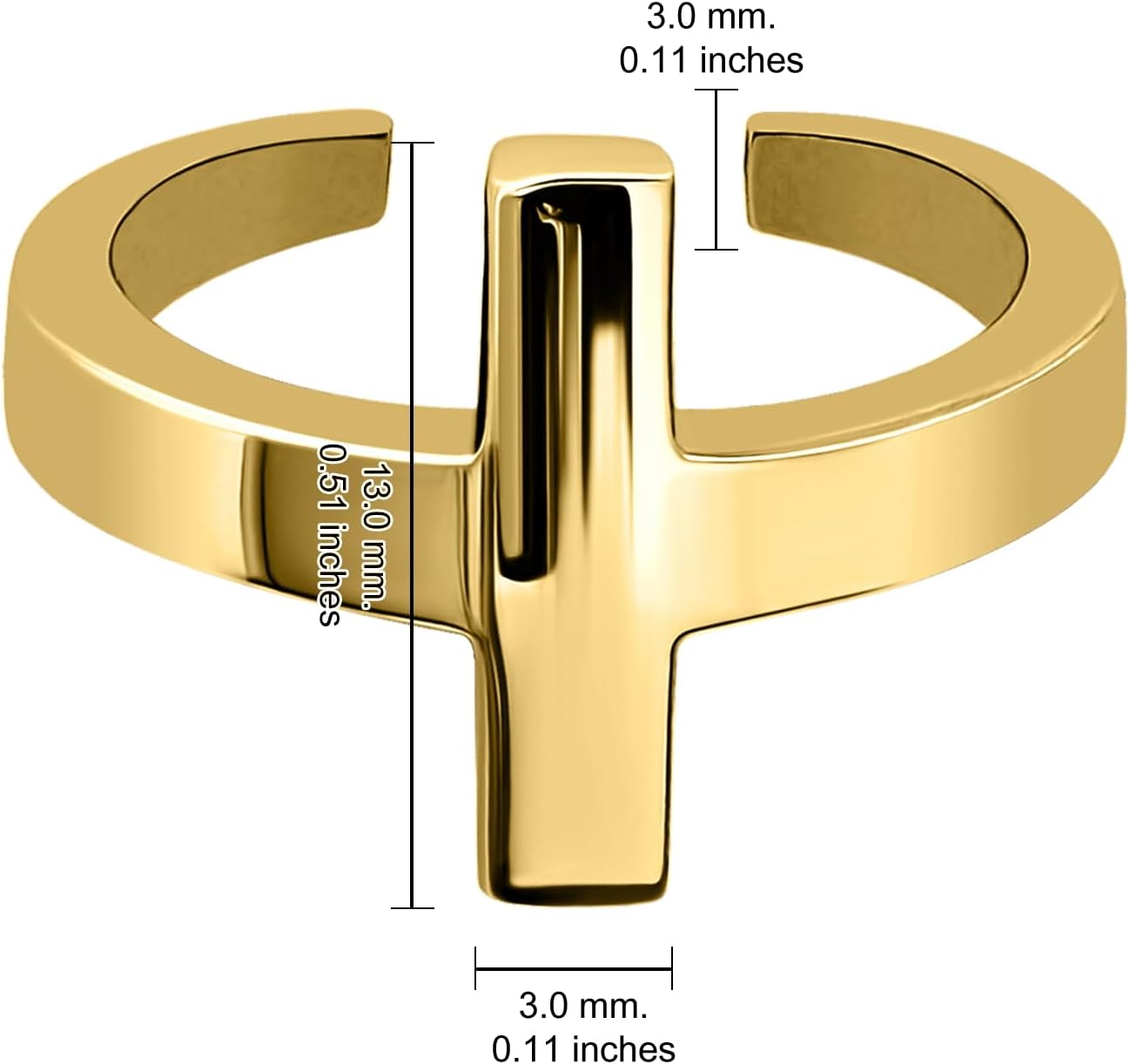 Hoops & Loops 925 Sterling Silver Cross Minimalist Open Toe Ring for Women Men