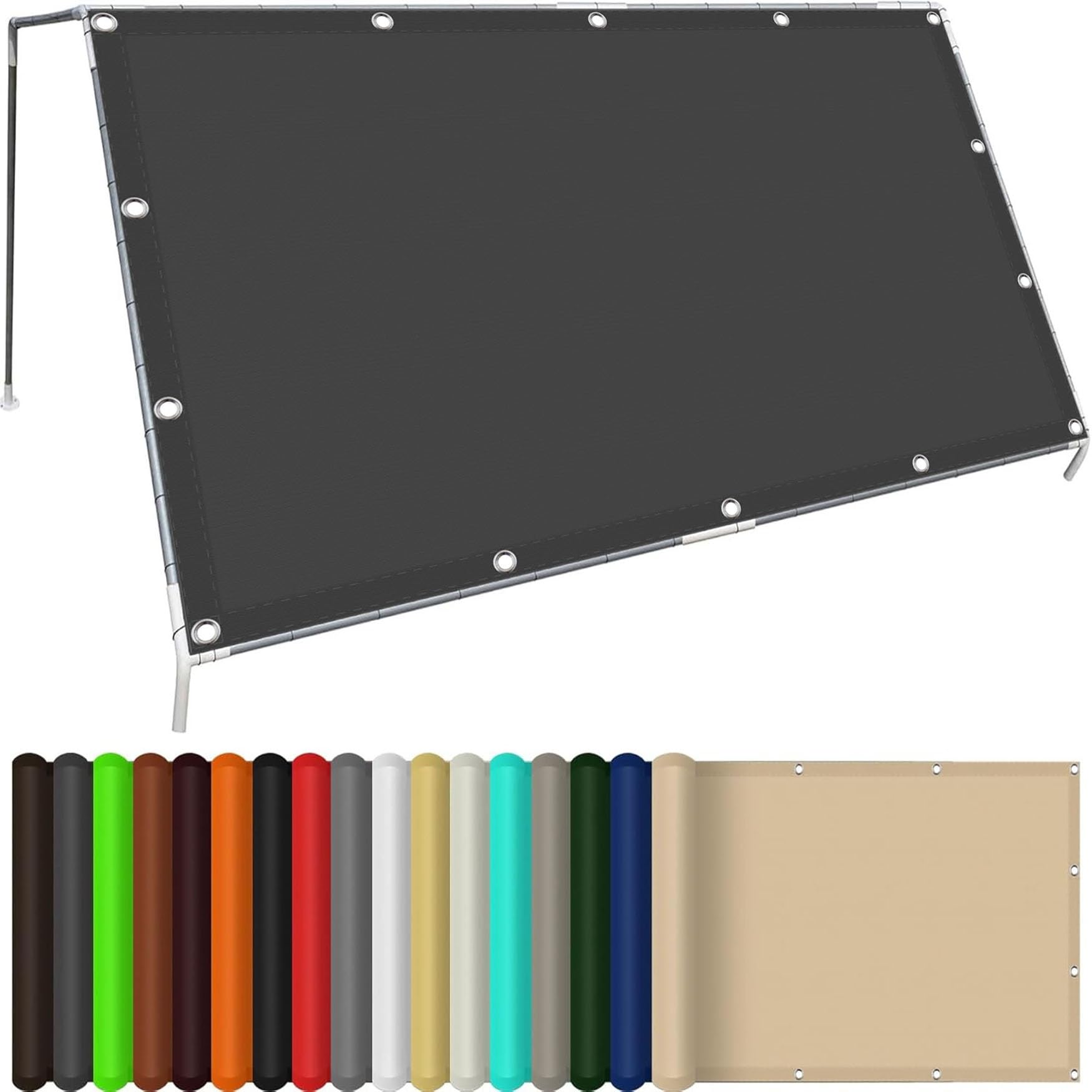 Voile d'ombrage 2.5 x 3 m anti-déchirure gris foncé pour éliminer la chaleur du balcon sans outil