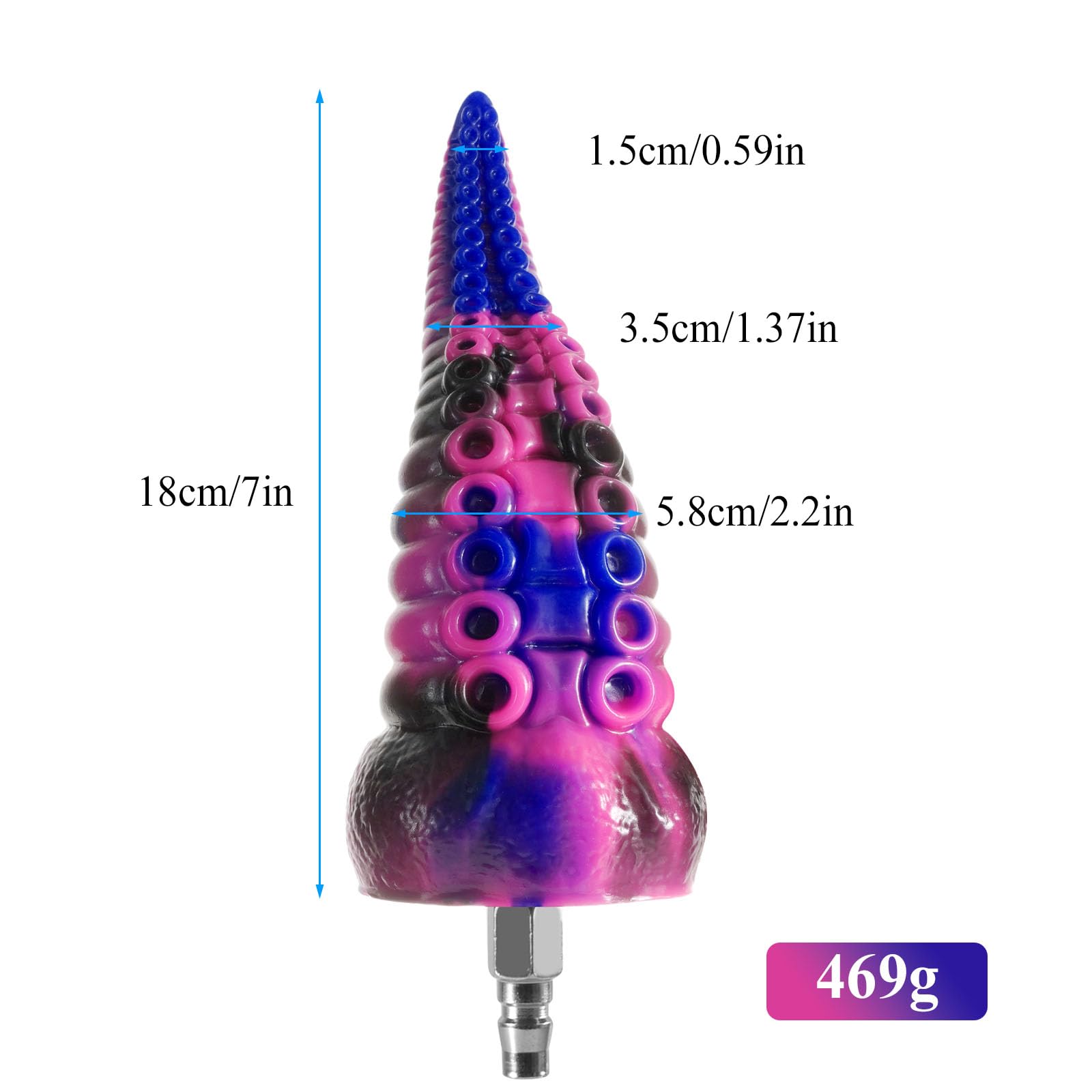 Samko Sex Machine Attachments,7 in Silicone Tentacle Dildo with Quick Air Connector for Thrusting Sex Machine