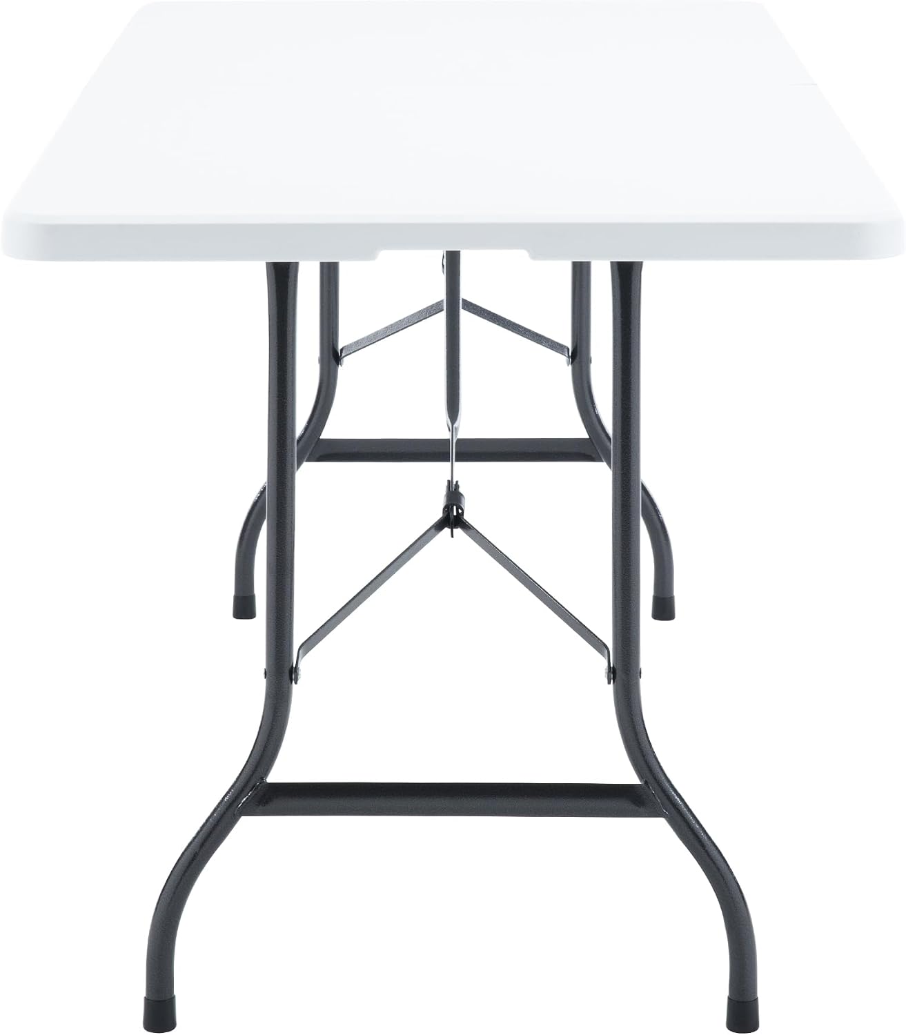 VECELO Folding Table 6 ft with Mesh Bag | Thick Top | Strong Side Support, 500lbs Weight Capacity, Indoor & Outdoor, with Carrying Handle,White