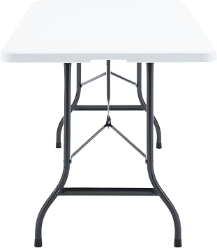 VECELO Folding Table 6 ft with Mesh Bag | Thick Top | Strong Side Support, 500lbs Weight Capacity, Indoor & Outdoor, with Carrying Handle,White