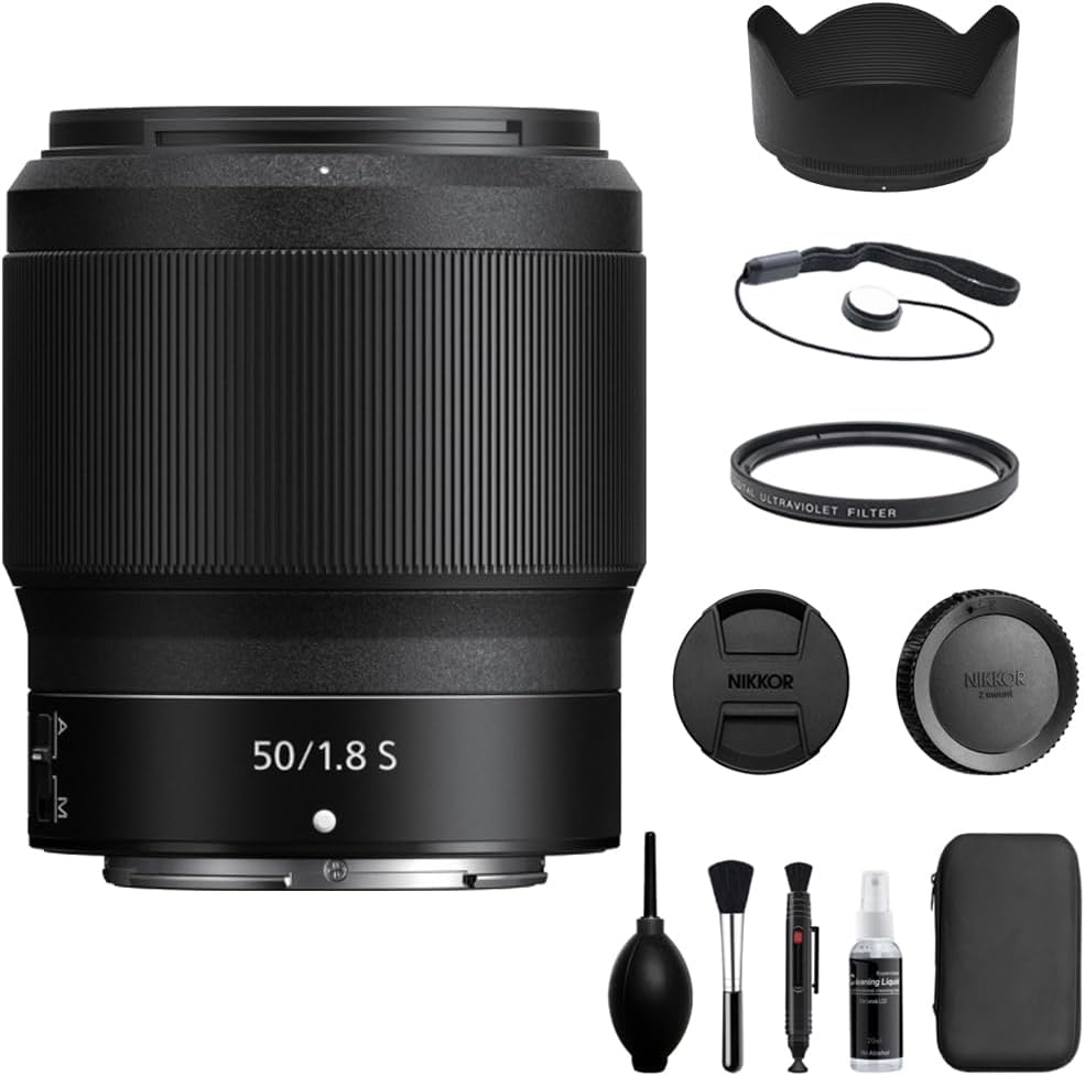 Nikon Z 50mm f/1.8 S Lens Compatible with Z Mount (Full Frame) Bundle with 62mm UV Filter + Lens Cap Keeper + Deluxe Cleaning Kit + Cleaning Cloth (5 Items)