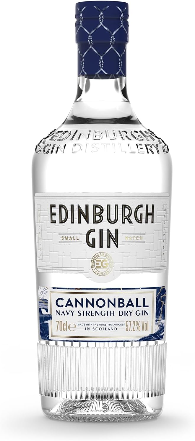 Edinburgh Gin Navy Strength Cannonball Gin 70cl | 57.2% ABV | High ABV London Dry | Award Winning Premium Gin | Double Juniper, Citrus and Szechuan Pepper | Perfect for Cocktails and Gifts