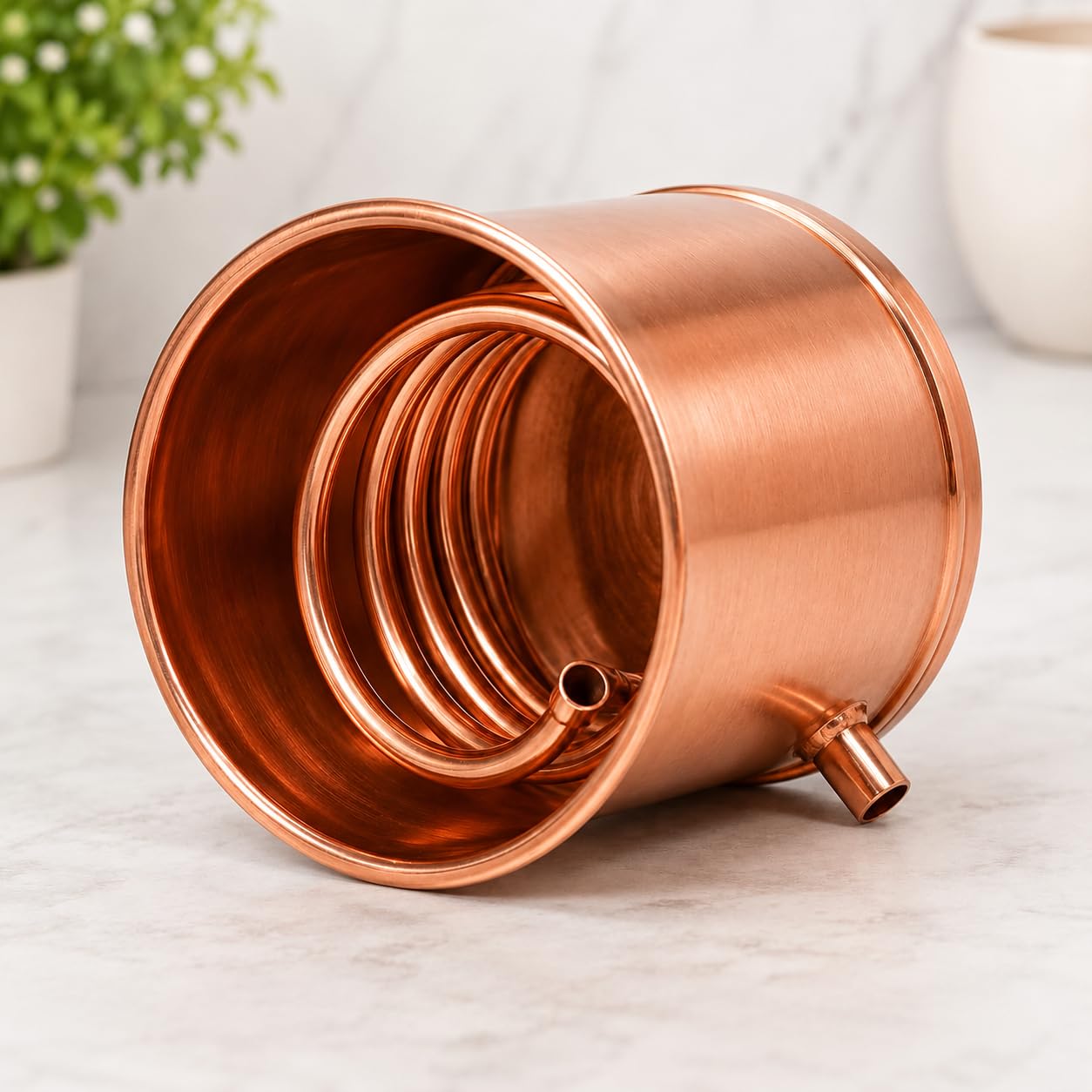 Kit de alambique de cobre de 2 litros con termómetro, equipo de destilación para whisky y aceites esenciales