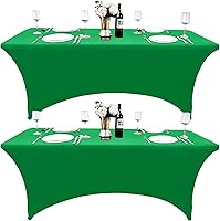 Vista 28 de Paquete de 2 Cubiertas de Mesa de Spandex de 4 pies para Mesas Plegables Rectangulares - Manteles Elásticos Ajustados Resistentes a las Arrugas
