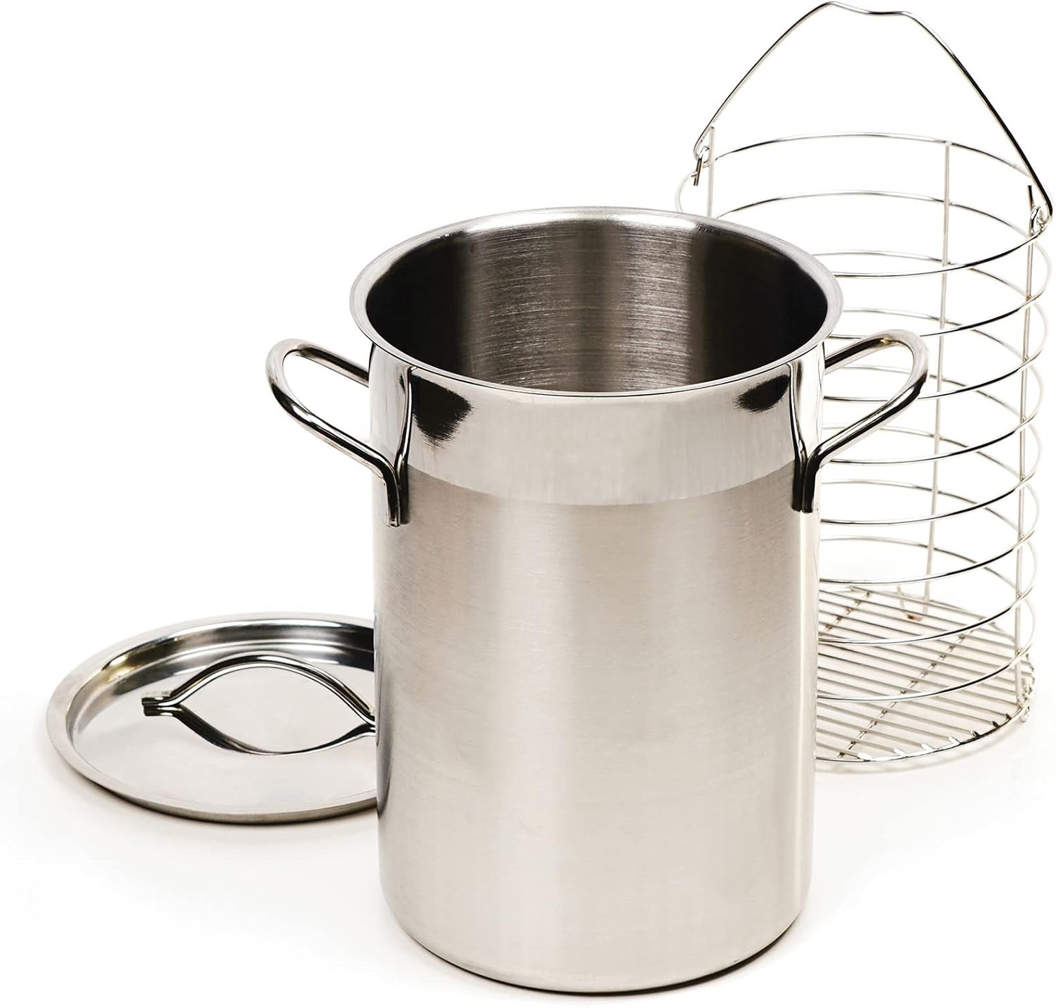 RSVP International Endurance Kitchen Cookware Collection Stainless Steel Asparagus Steamer Pot & Lid with Chromed Steel Basket Insert, 3 Quart Capacity, 5.5" Diameter