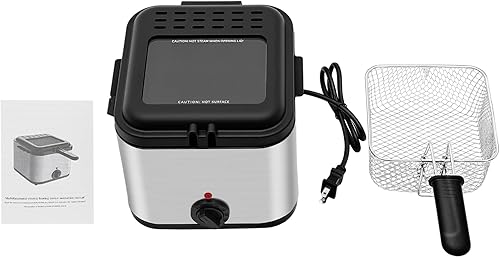 Miniatura 9 de Electric Deep Fryer with Basket, 2.5L2.64Qt 1000W Stainless Steel Deep Fryer, Adjustable Temperature (176-374F) for Chicken, Shrimp, French Fries,