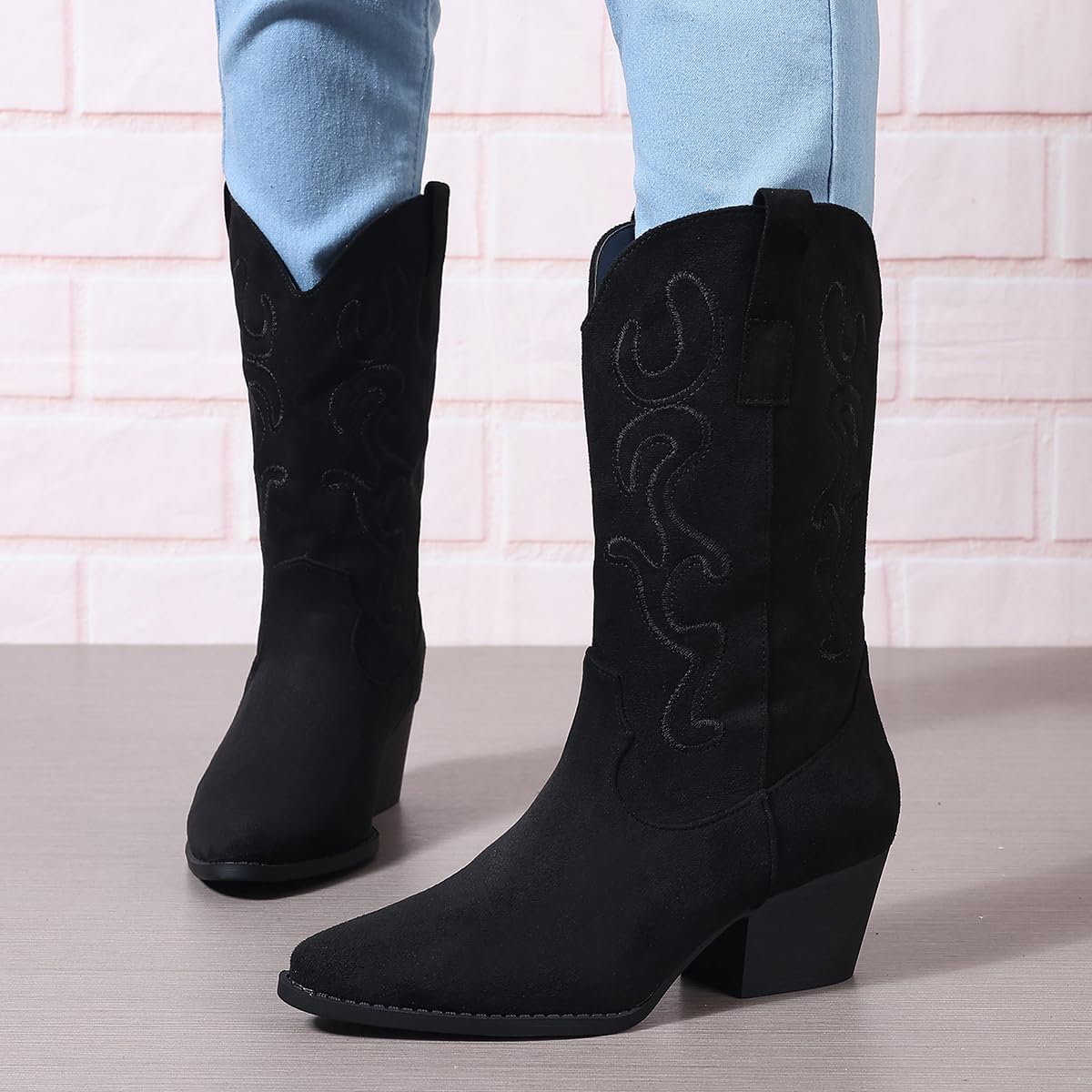 Bandkos Cowboy Boots for Women Cowgirl Mid Calf Western Embroidered... - Picture 42 of 70