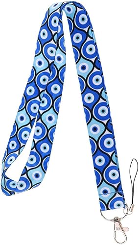 Miniatura 3 de Pinstant Evil Eye Nazar Boncugu - Abalorio turco de maldición de 17.7 pulgadas con cordón para el cuello, soporte para llavero, insignia de