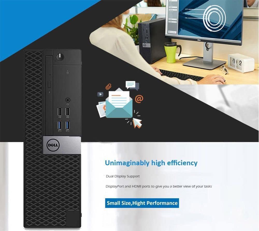Dell OptiPlex 3040 SFF PC desktop, Intel Core i3-6100 Up to 3.7GHz, 8 GB RAM, SSD 256 GB, HDMi, tastiera QWERTY americana, mouse, USB WiFi, Windows 11 Pro (ricondizionato)