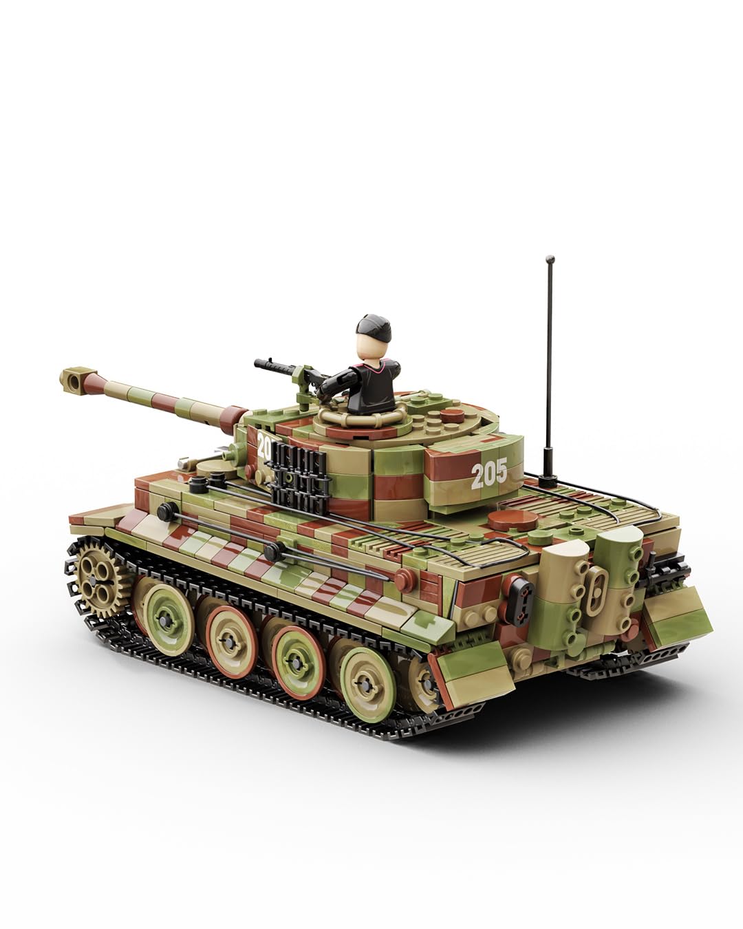 Buildarmy WW2 tedesco Tiger 1 E versione tardiva in mimetico, set di mattoncini per costruzione di modelli, 1157 pezzi
