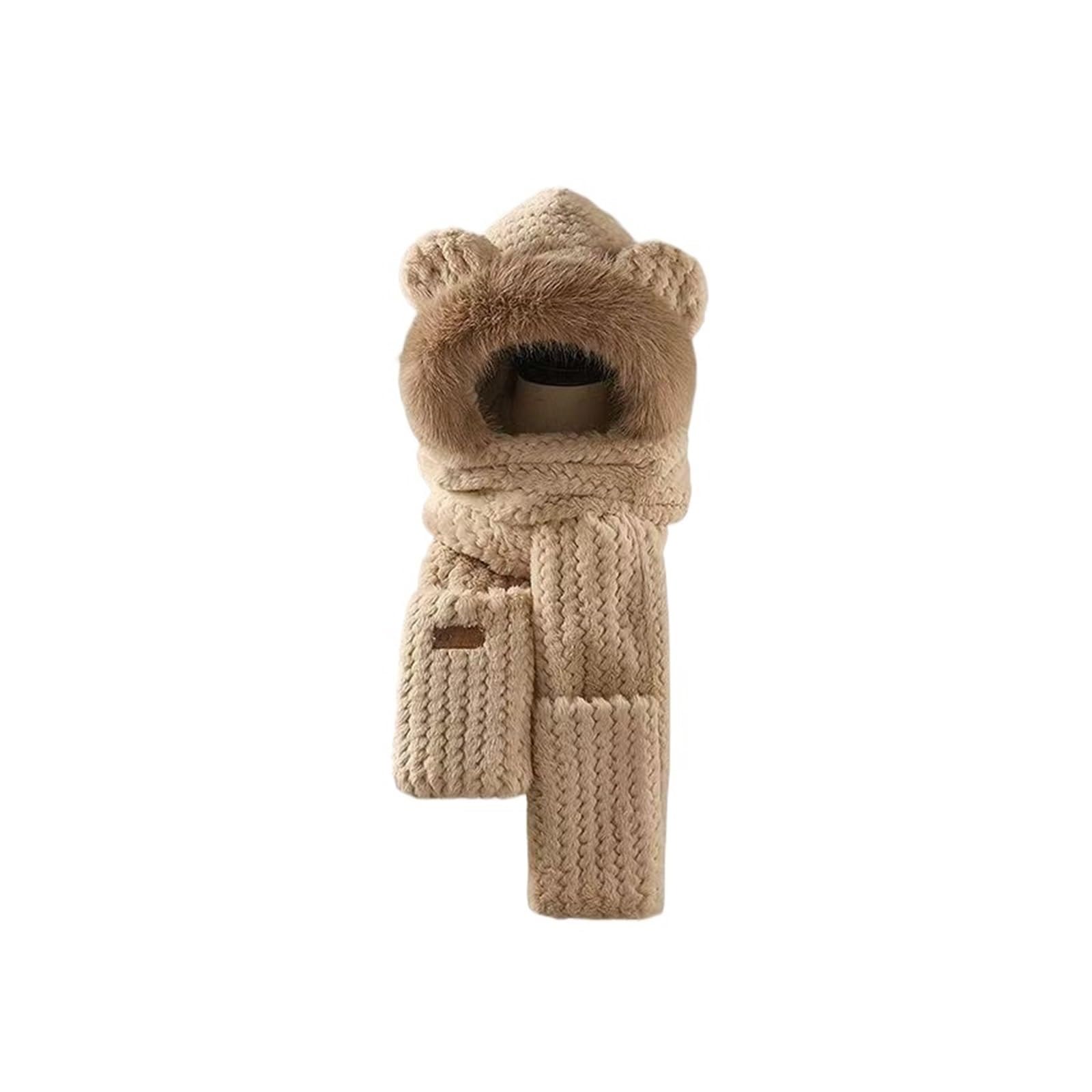 Guantes de bufanda sombrero felpa de algodón engrosado conjunto 3 en 1 2