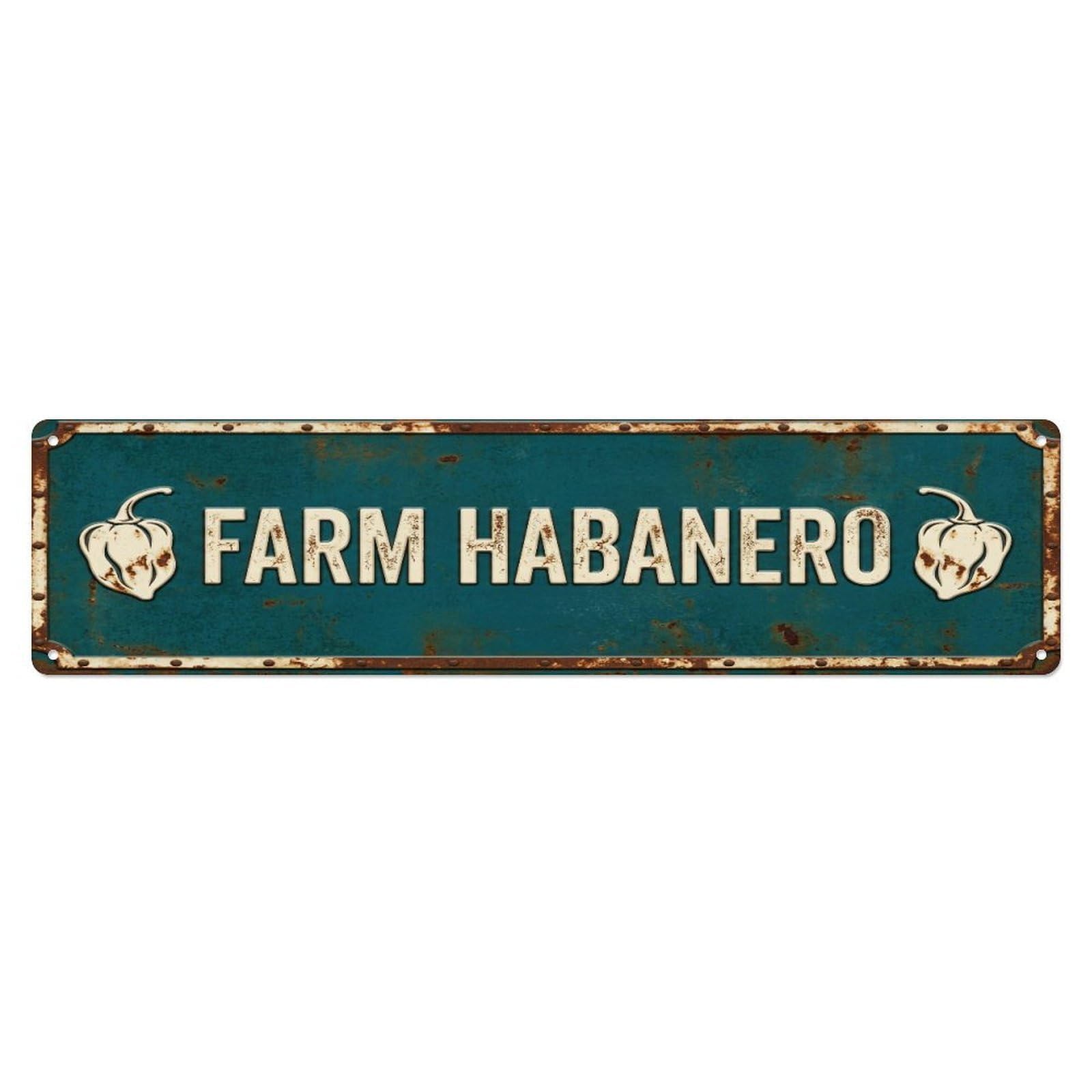 Metal Tin Sign FARM HABANERO Vintage Pepper Rustic Farmhouse