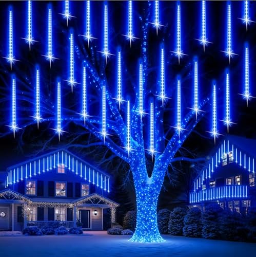 PEMOTech Luci blu di Natale meteorite 24pcs tubo lunghezza 30CM 576pcs LED luci