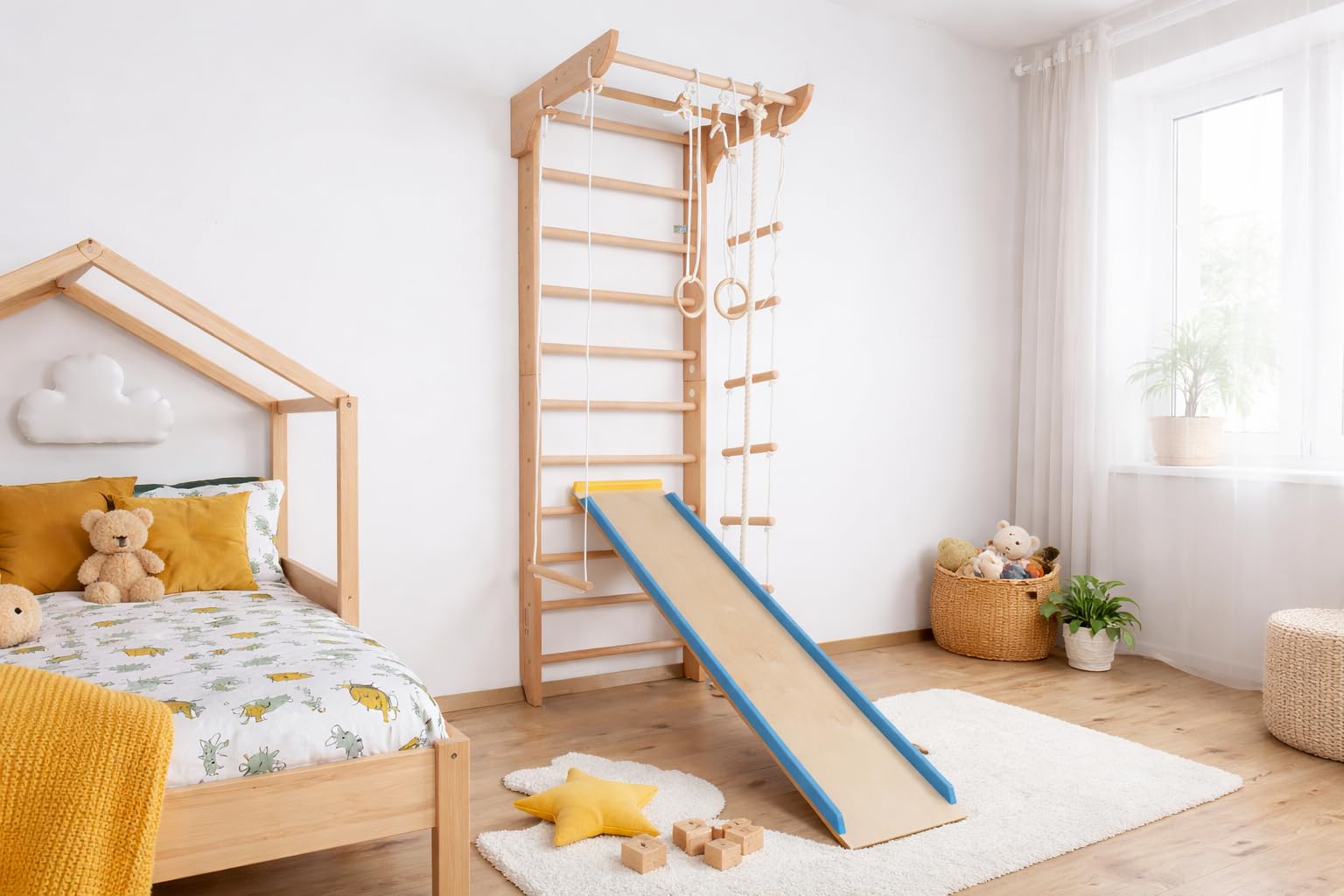 Kletterwand Sprossenwand Turnwand Kinder-5-220 Fitness Sportgerät Klettergerüst Holz