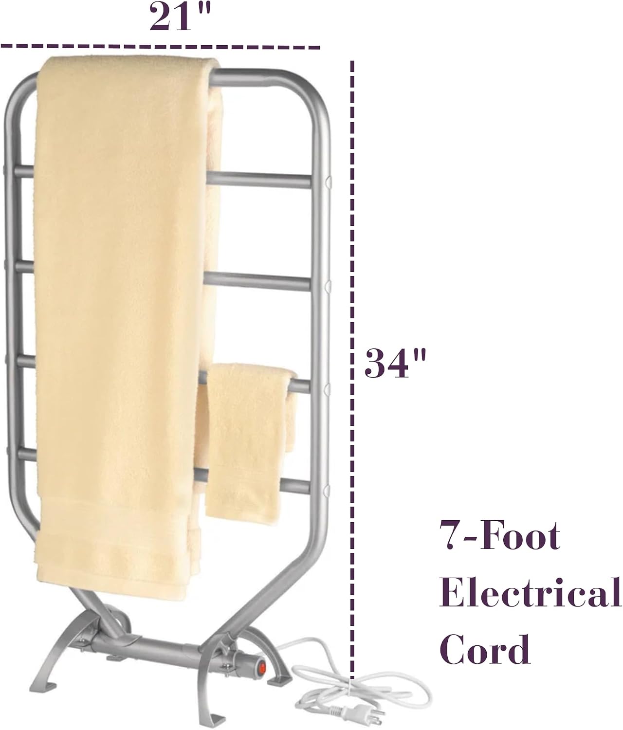Warmrails Traditional Towel Warmer - Wall or Floor 34" Rack - Nickel - RTS image 3