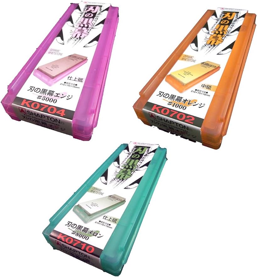 SHAPTON Ha No Kuromaku Ceramic Whetstone (E-set) Medium Grit (#1000) + Fine Grit (#5000, #8000)