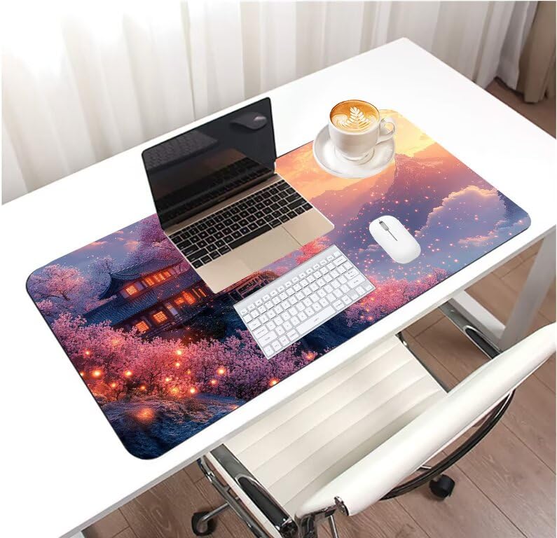 Mouse pad gamer rose fleurs de cerisier grand format 100cm - 3