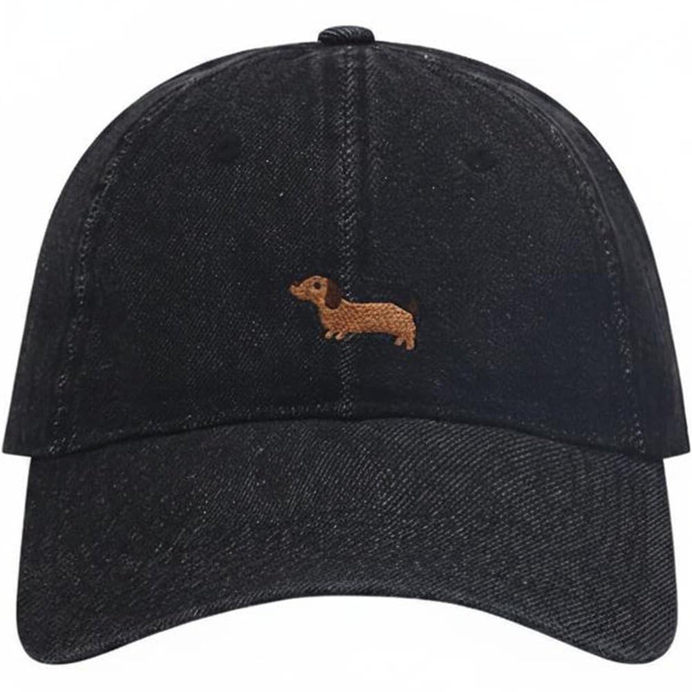 Sslvya Embroidered Dachshund Baseball Cap for Men Women, Cute Dog Hat for Travel Sports, Gifts for Dog Lovers