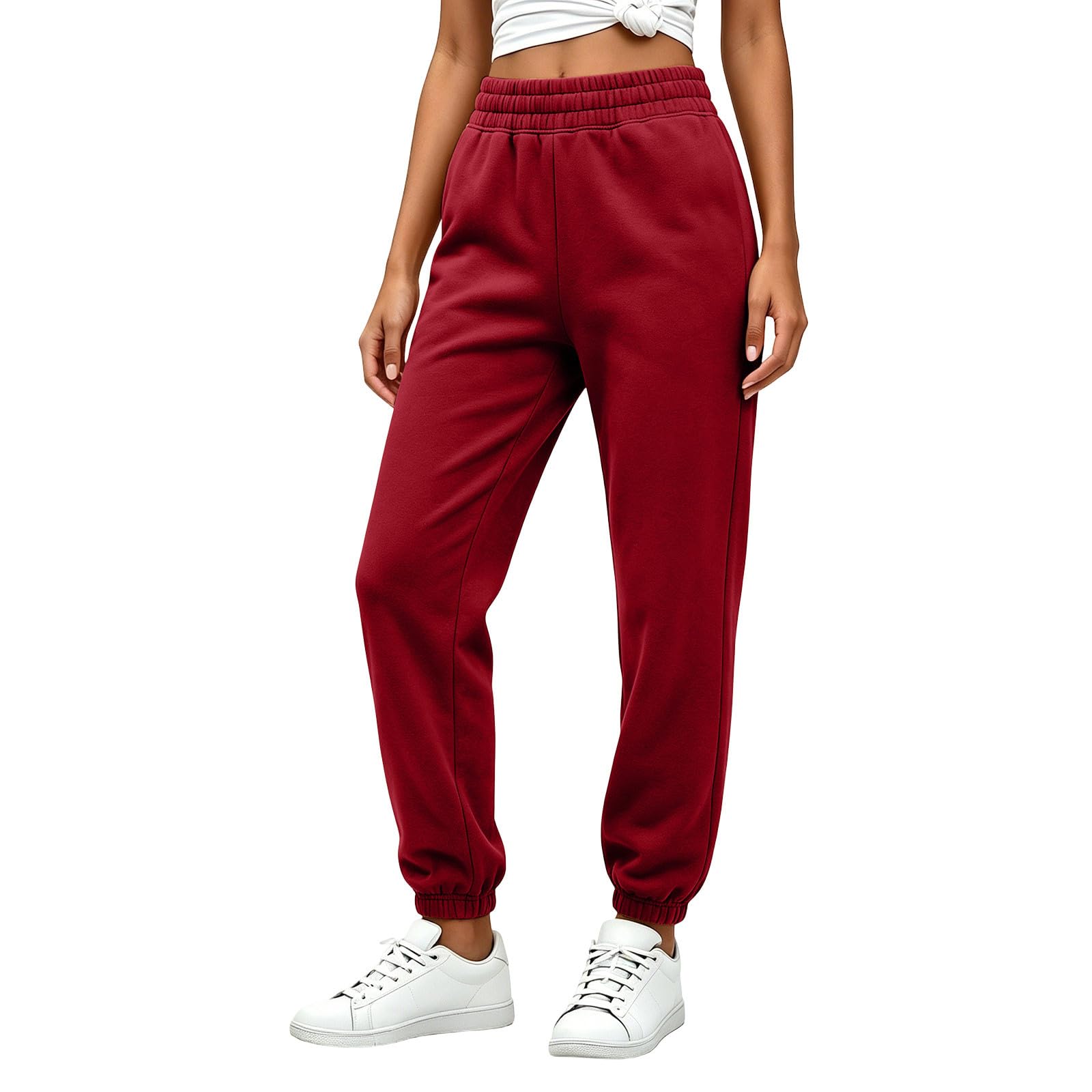 Generico Pantaloni da Jogging Donna Pantaloni Sportivi Vita Alta Pantalone a Gamba Larga Larghi e Morbidi Pantalone Baggy con Tasche Pants Lunghi con Coulisse Regolabile per Allenamento e Fitness