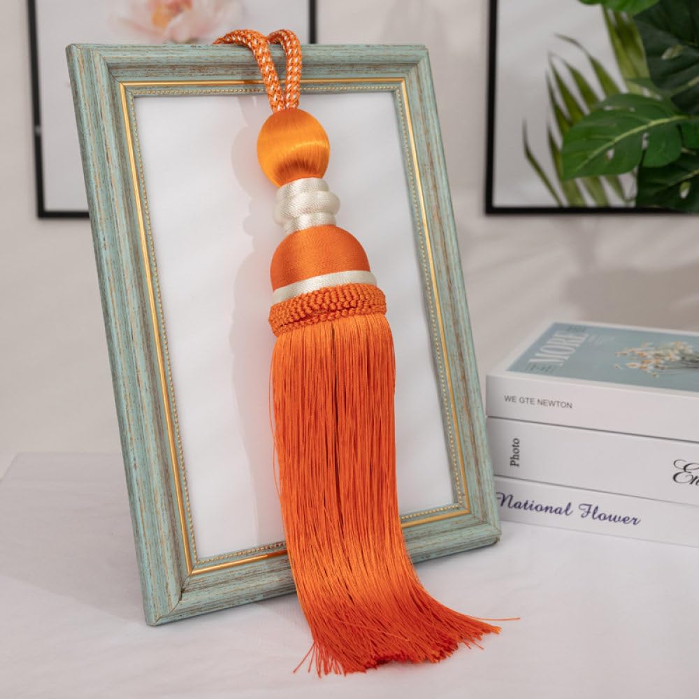 Oudini Orange 2 Pack Tassel Curtain Tiebacks Handmade Rope Tie Backs For Drapes, Curtain Holdbacks Curtain Ties Rope