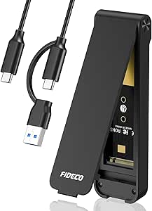FIDECO M.2 NVMe SSD Gehäuse, USB 3.2 Gen 2 (10Gbps) M.2 NVMe USB Adapter, Sandwich-Stil-Design, Werkzeuglose Installation, Unterstützt UASP und Trim (schwarz)