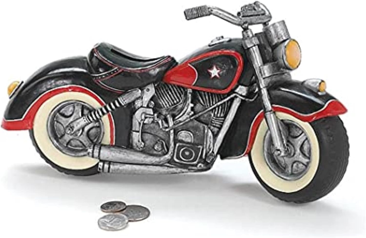Black & Red Motorcycle Shaped Piggy Bank Home Decor