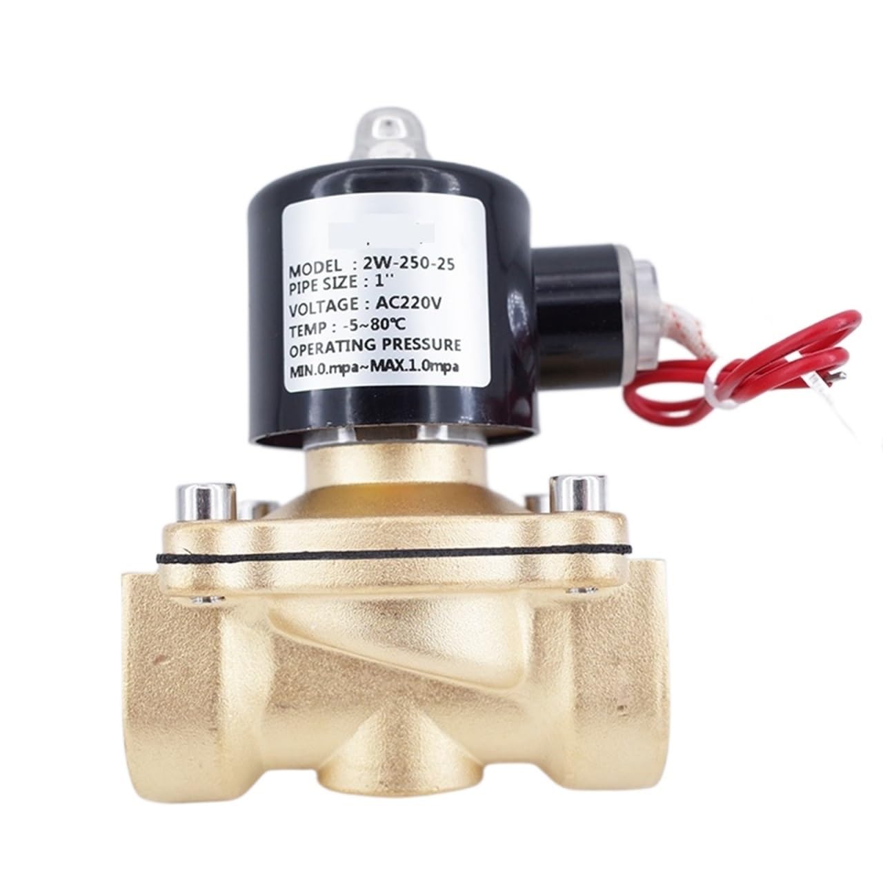 Électrovanne en cuivre 1 pouce 2 voies électrovanne eau air gaz DC12V 2W250-25
