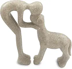 Escultura de cachorro, decoração de casa, estátuas fofas de homem e cachorro para prateleira, sala de estar, quarto, casa, presentes de memória de Natal para amantes de animais de estimação (arenito)