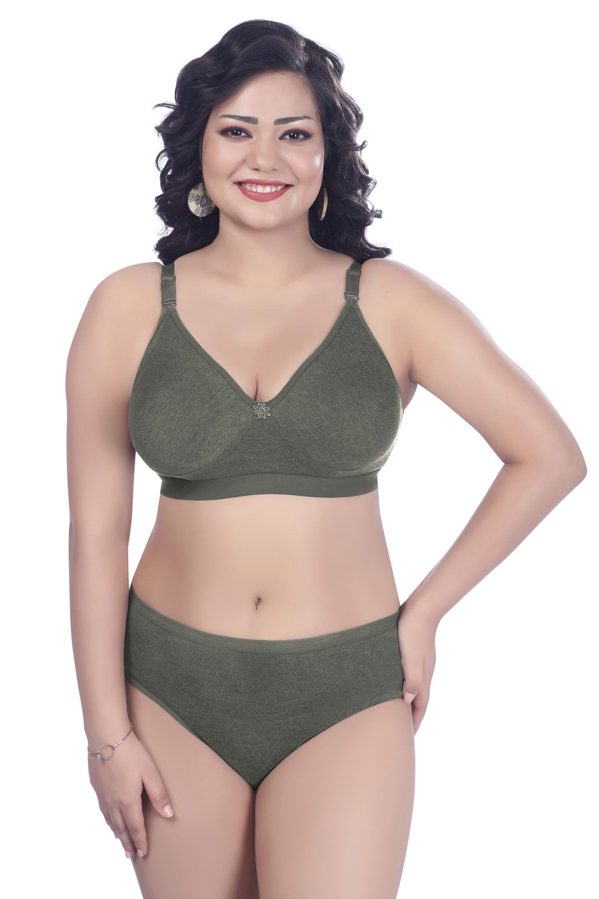 SIMONIWomen/Girl's Full Coverage Non-Padded Seamless Cotton Everyday Comfortable Regular/Casual Lingerie Set/Bra Panty Set