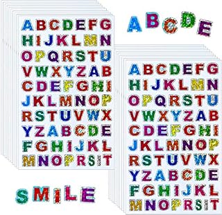 1400Pcs Glitter Letter Stickers Colorful Alphabet Stickers Self-Adhesive Letter (20 Sheets)