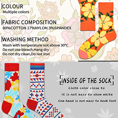 Makabo 14.99 Women'S Combed Cotton Sock Colorful Funny Novelty Casual Flowers Series Rose Flower Dandelion Pattern Crew Socks Spring Outdoor Park Walking Gift Packs thumb #3