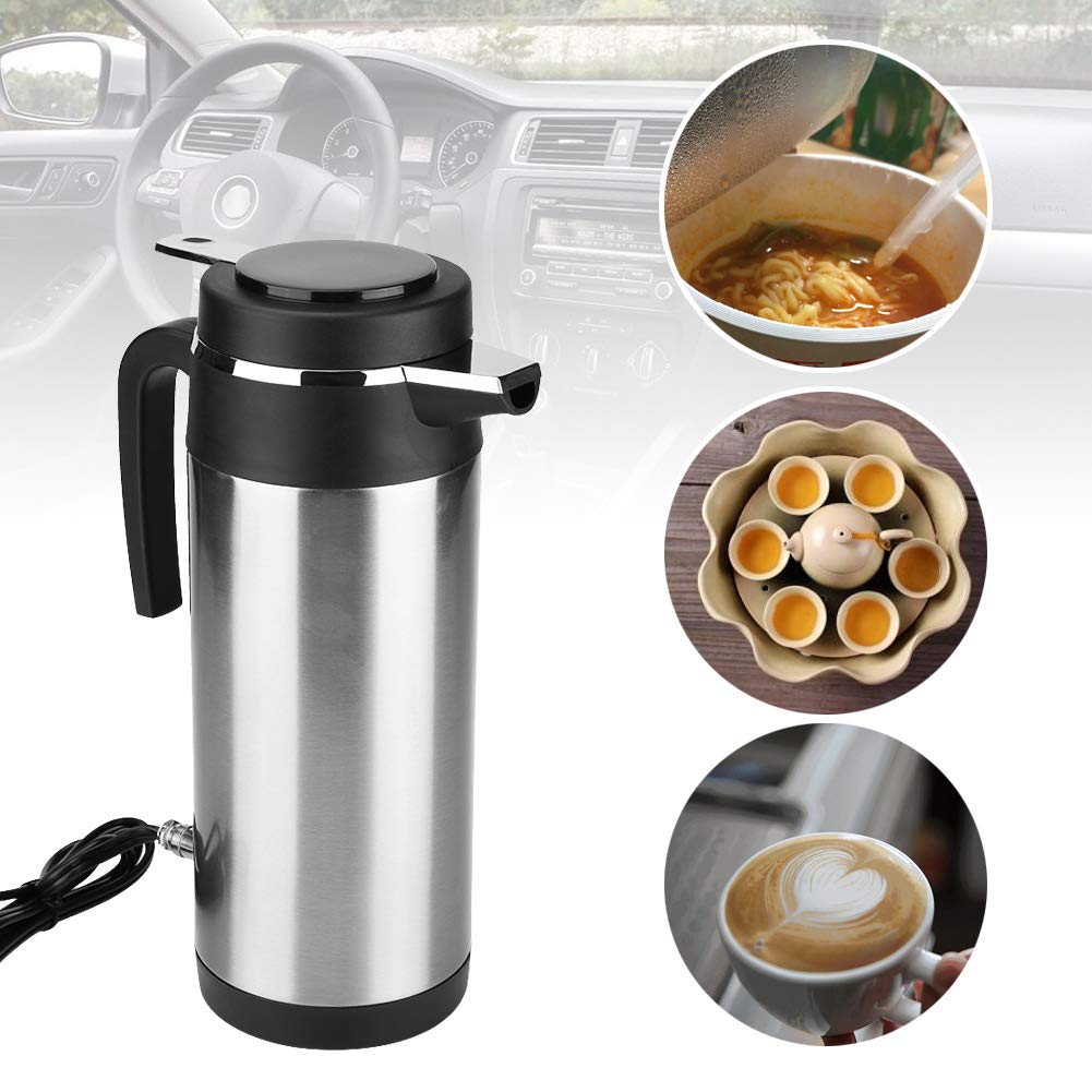 camping Auto Wasserkocher Thermoskanne Heizung Wasserkocher Wasser, 1200 ml 12V / 24V Auto elektrische Heizung Tasse Edelstahl elektrische In-Auto-Wasserkocher Thermoskanne Heizung Wasserflasche(24V)