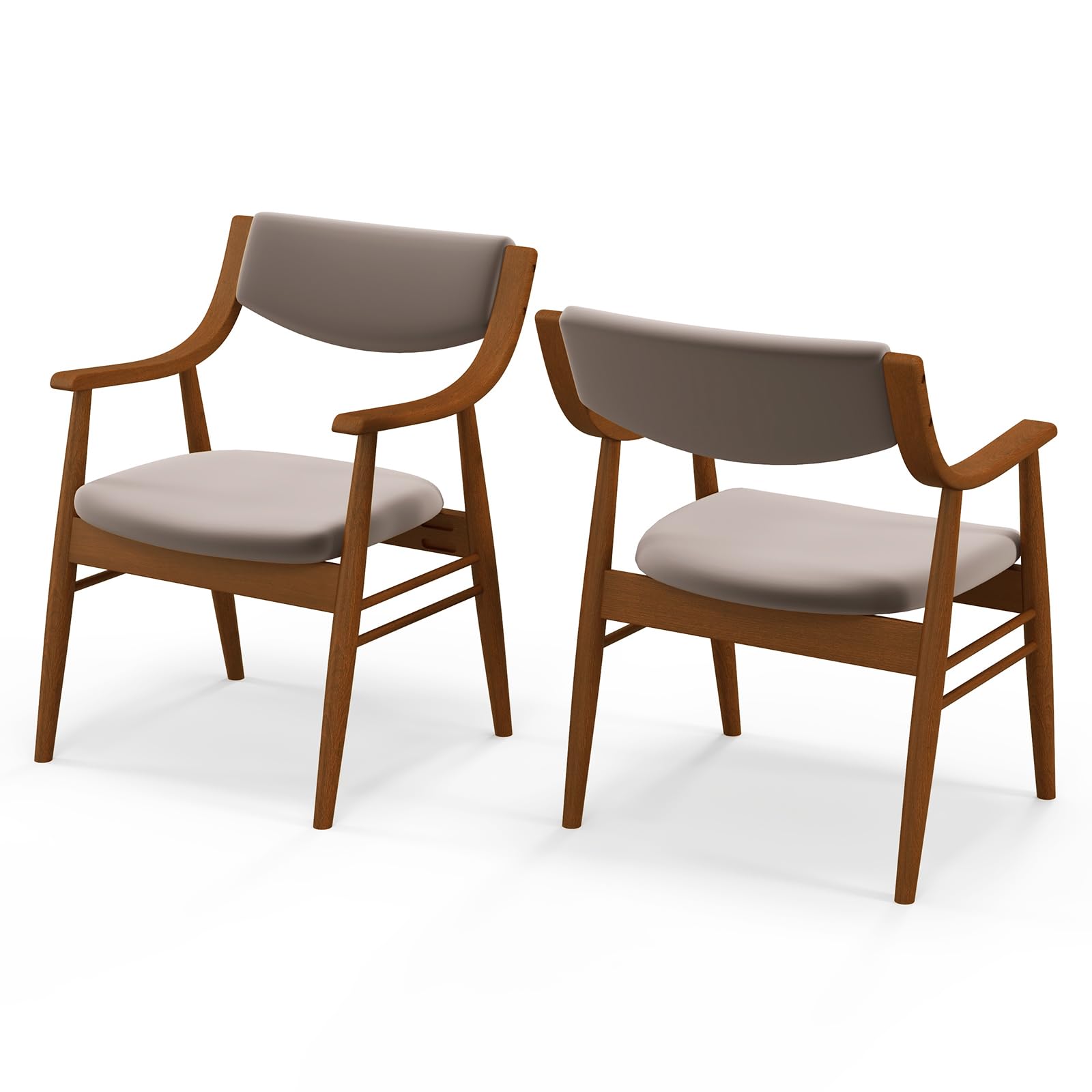 Giantex Wooden Dining Chairs Set of 2, Velvet Upholstered Kitchen Chairs w/Padded Seat & Back, Armrests, Rubber Wood Frame, Comfy Modern Armchairs,