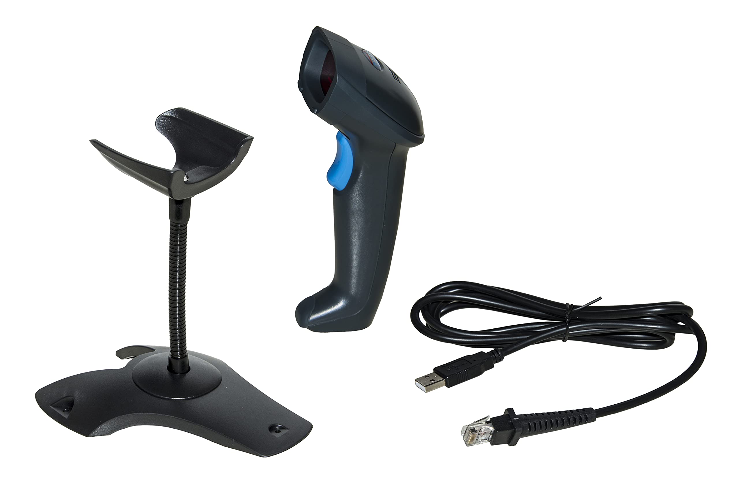 LINK LKLET09 - Lettore Codici a Barre Laser USB – Scanner per Magazzino, Banco e Registratori di Cassa con Supporto