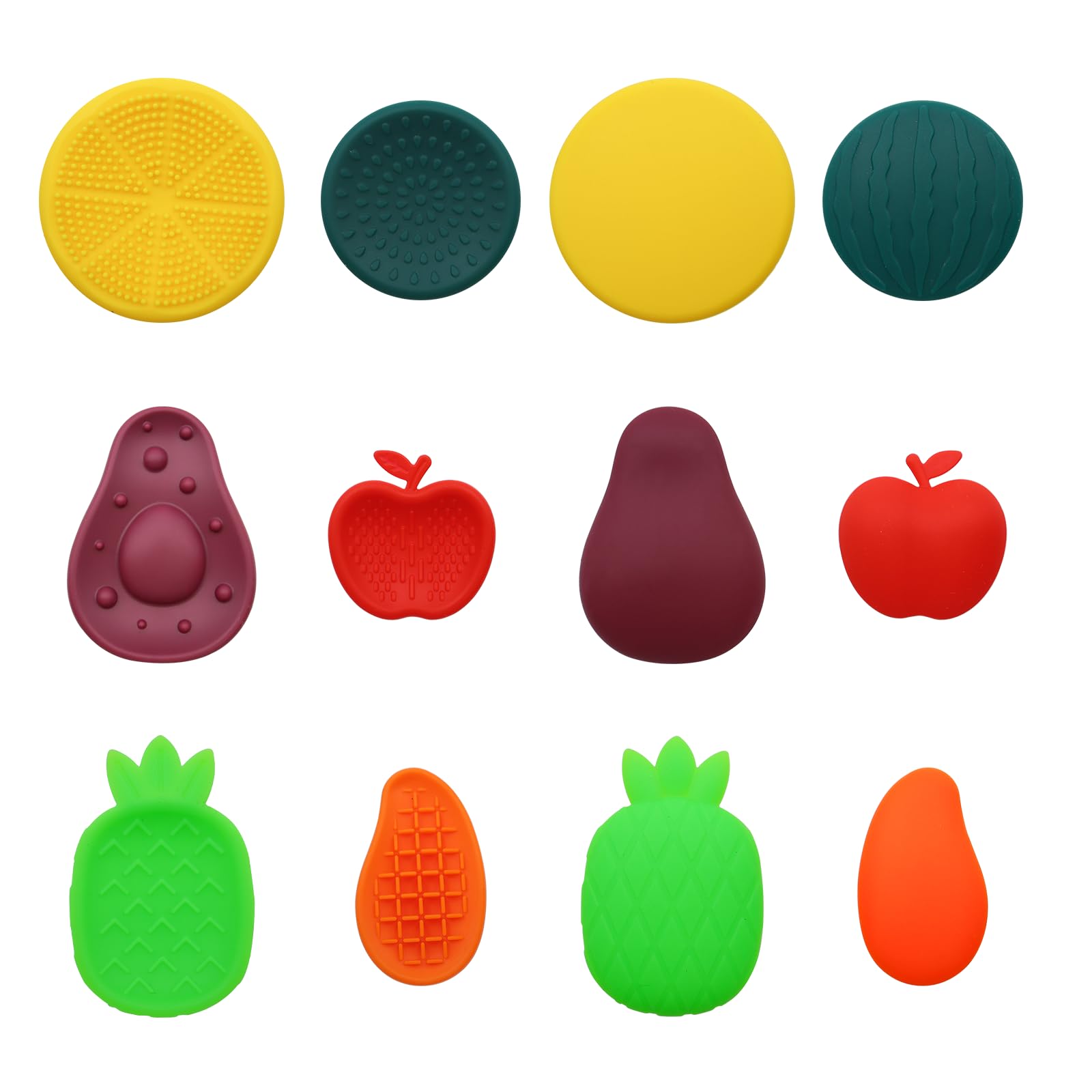 BEELUKY 12 Pieces Fidget Toys Sensory Stone Textured Soft Worry Stone Soft Silicone Sensory Toys Fruit texture Stress Toys for Anxiety Relief for Kids Adults
