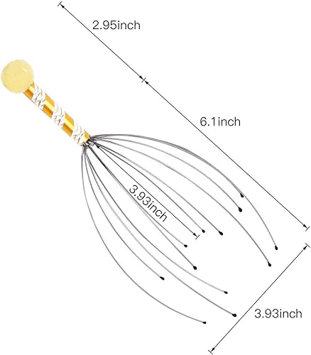 Miniatura 8 de Rascador telescópico de espalda y masajeadores de cabeza de cuero cabelludo de mano, 2 piezas de rascadores de espalda y 2 piezas de masajeadores de