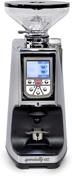 Eureka Atom Speciality 65 Espresso Grinder - Short Hopper | 65mm Flat Burrs | Silent Technology | Programmable Dosing | Chrome