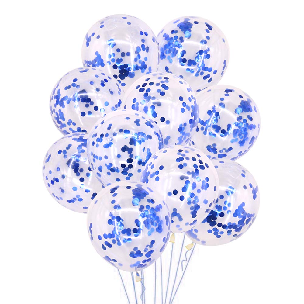 Time to Sparkle 50pcs 12'' Confetti Party Latex Balloons for Birthday Wedding Shower Christmas Decorations, Confetti-Blue