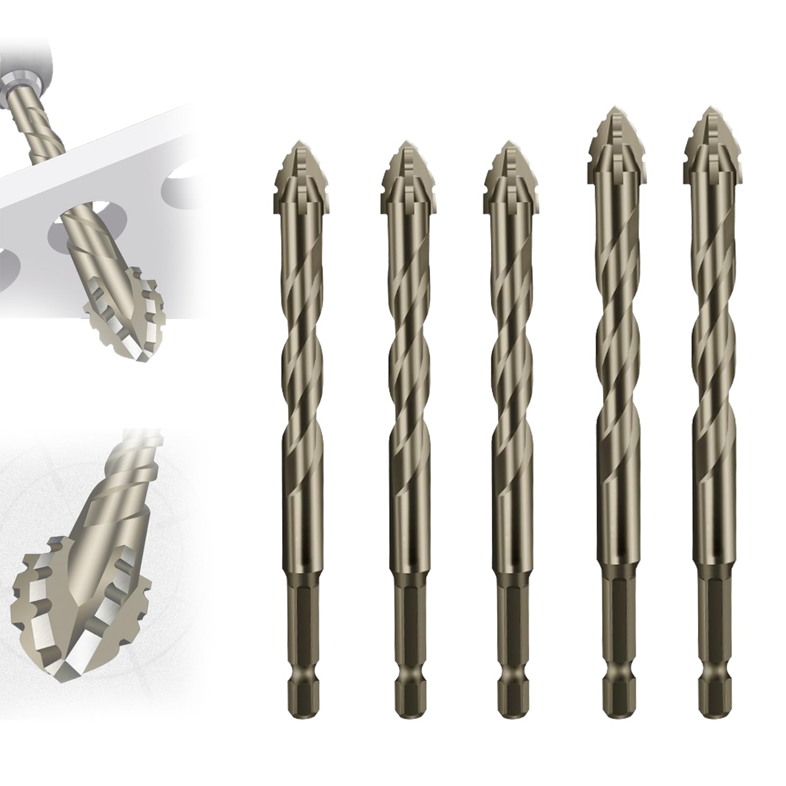 New Four-Flute Sawtooth Eccentric Drill Bit, Cozy Hoome Drill Bits, Efficient Drill and Tap Set, Four-Edged Serrated Eccentric Drill, Drill Bit Set for Wood and Metal (6/6/6/8/8)
