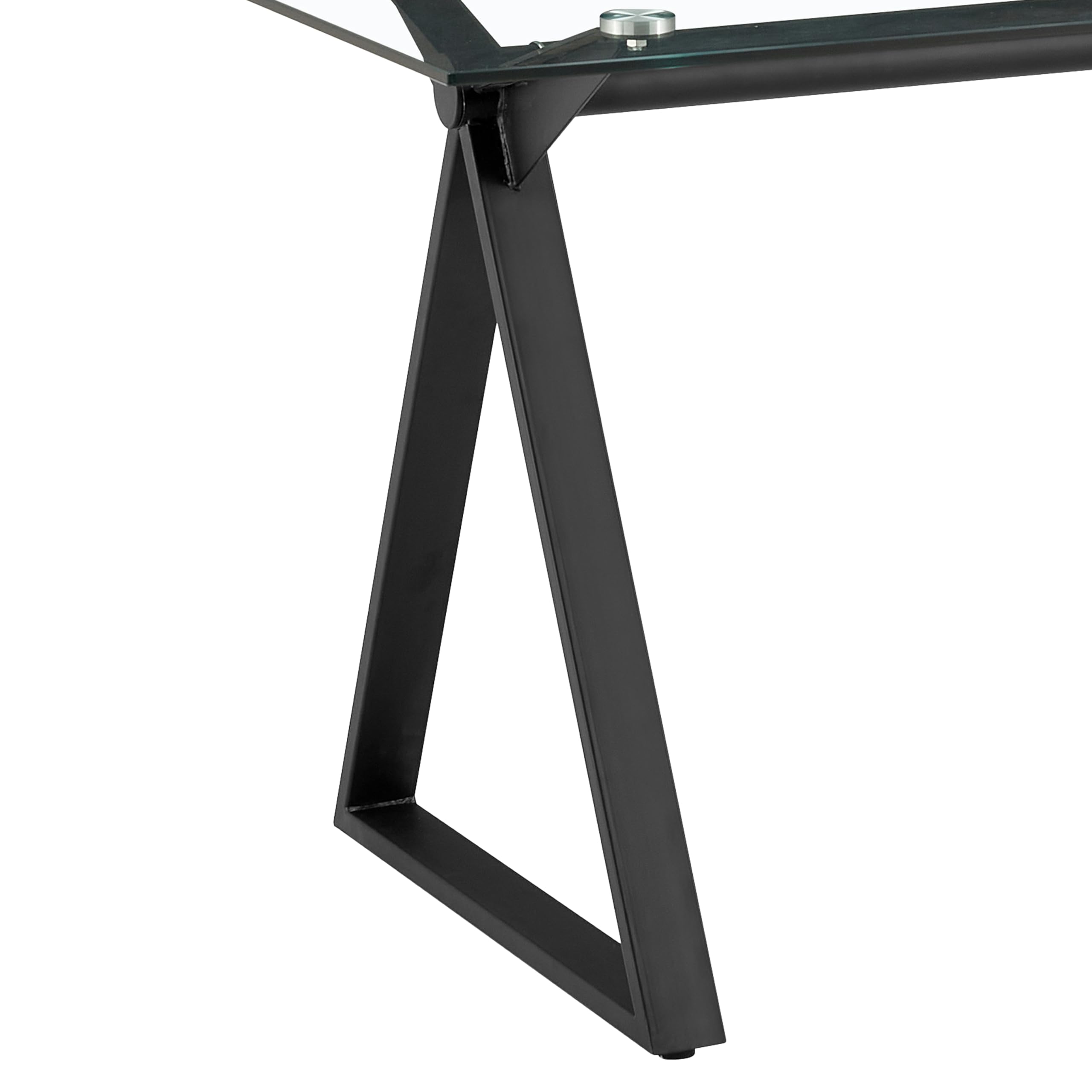Brigros WeHome - Tavolo da Pranzo Rettangolare con Top in Vetro Temperato, Gambe in Ferro, 150x90x75 cm, Nero