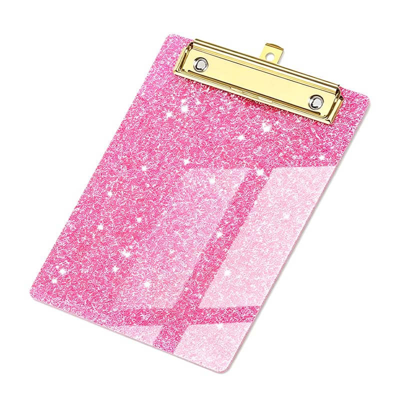 1Pcs Acrylic Glitter Clipboard, Small Writing Board for Office Classroom - A6 Size for Kids Students Teachers Women Artist Office Classroom Use