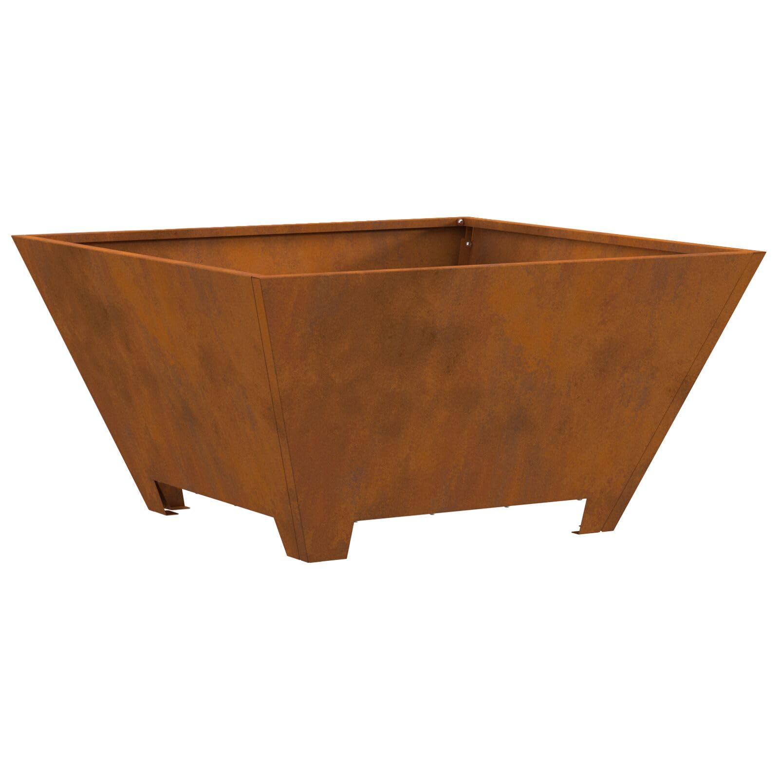 Gecheer Focolare Quadrato, Riscaldamento Esterno Portatile 60 x 60 x 30 cm in Acciaio Corten per Riunioni all'Aperto, Barbecue e Serate con Amici e Famiglia