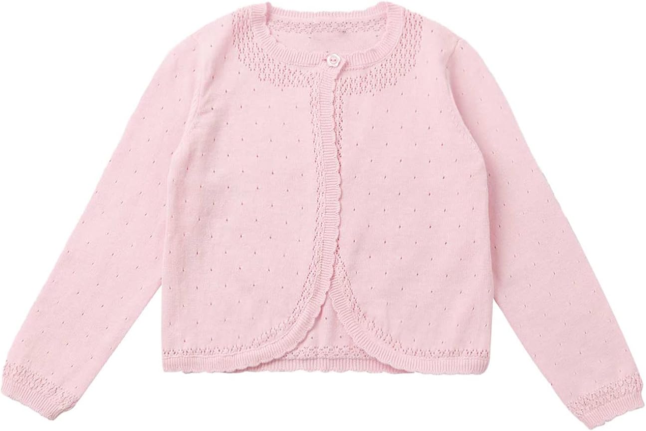 Hularka Children Knitted Cardigan Sweater Long Sleeve Lace Flower Bolero Shrug Flower Girls Dress Cover Up Outerwear