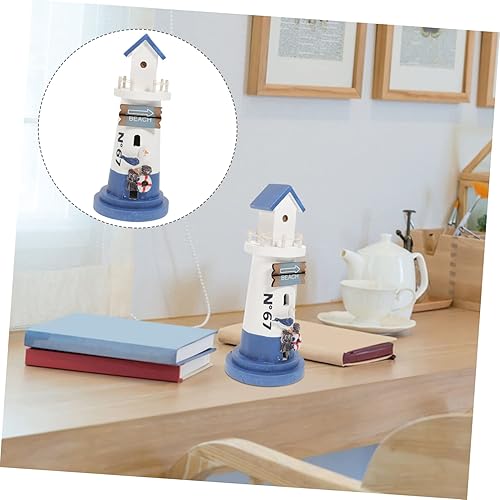 Miniatura 6 de Abaodam 2pcs Lighthouse Ornaments Dining Table Decor Rustic Decorations Ocean Decor Beach Lighthouse Desk Topper Desktop Lighthouse Figurine