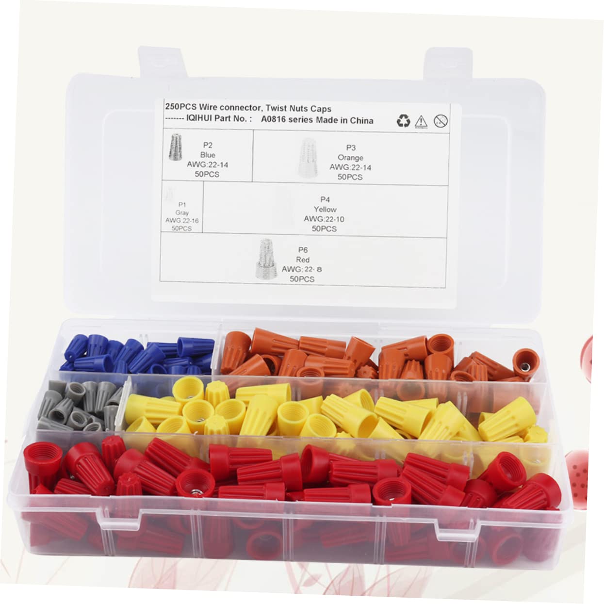 MUCKLILY 250pcs Auto Parts Electrical Wire Connectors with Screw Terminals Spring Insert Nuts Caps Set No Tools Needed